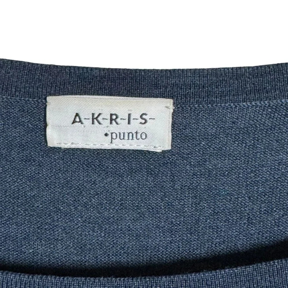 AKRIS punto womens dark blue knit knit top size 8 buttons down the back - Picture 4 of 7